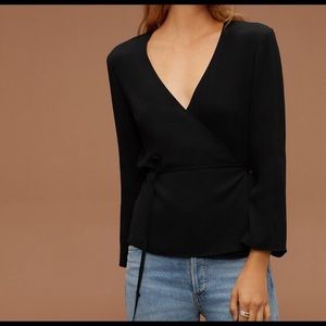 Aritzia Wilfred Wrap Top Black